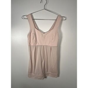 Lululemon Light Pink Pleated Shelf Bra Tank Top Balletcore Athleisure Size 6
